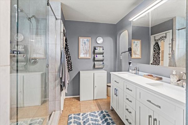 Bathroom, Dual Sink Vanities, Glass Shower, Interior