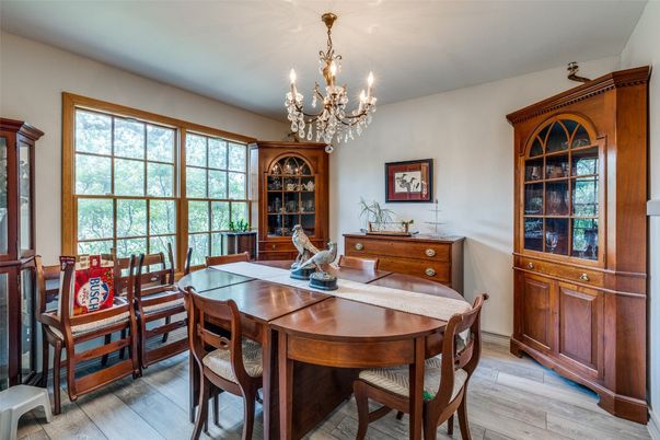 Chandelier, Dining room, Interior, Wood Texture Flooring