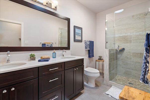 Bathroom, Dual Sink Vanities, Glass Shower, Interior