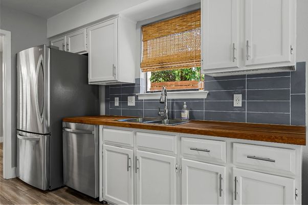 Interior, Kitchen, Stainless Steel Appliances, Wood Texture Flooring