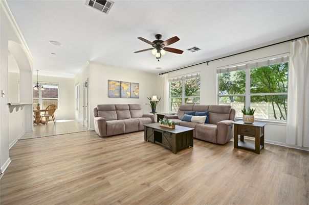 Interior, Living room, Pendant Lights, Wood Texture Flooring