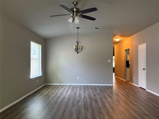 Empty room, Interior, Pendant Lights, Wood Texture Flooring