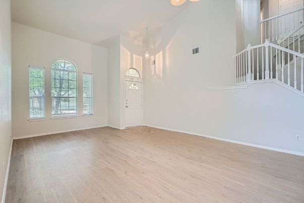 Empty room, Interior, Pendant Lights, Wood Texture Flooring