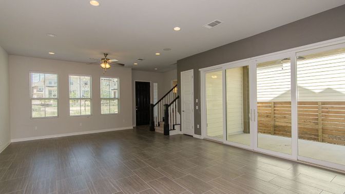Empty room, Interior, Recessed Lighting, Wood Texture Flooring