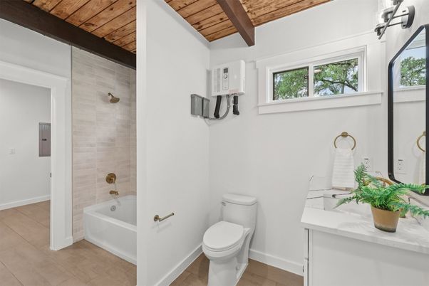 Bathroom, Glass Shower, Interior, Wooden Beams, Wooden Ceilings