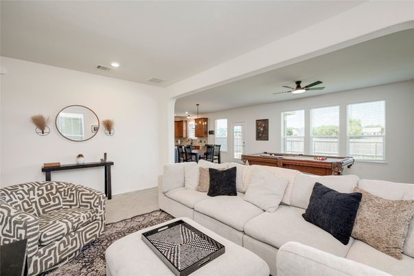 Billiard Table, Dining room, Game Room, Interior, Living room, Pendant Lights, Recessed Lighting