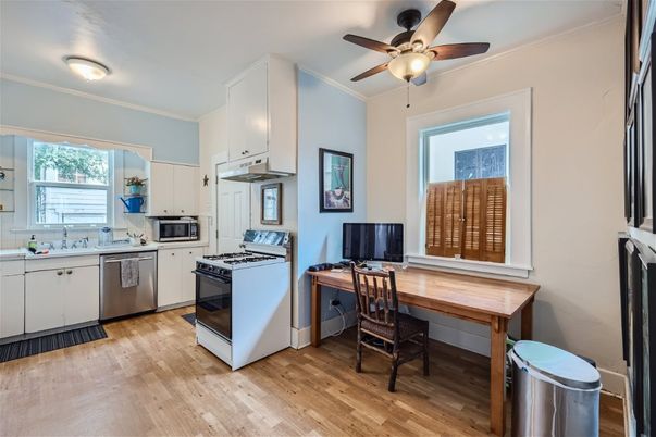 Interior, Kitchen, Stainless Steel Appliances, Wood Texture Flooring