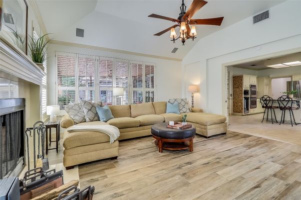 Interior, Kitchen, Living room, Stainless Steel Appliances, Wood Texture Flooring