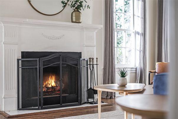 Fireplace, Interior, Wood Texture Flooring