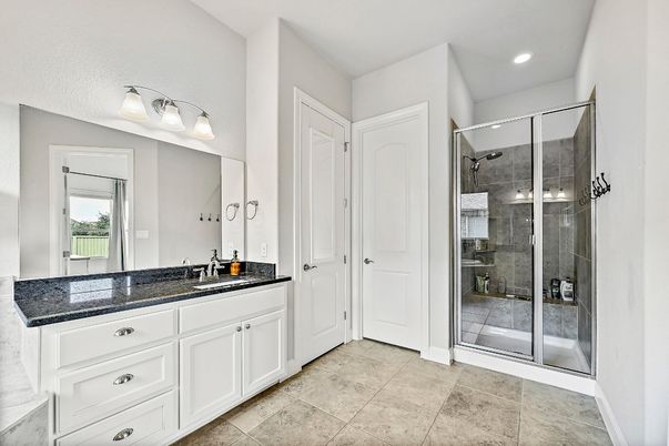 Bathroom, Glass Shower, Interior, Recessed Lighting