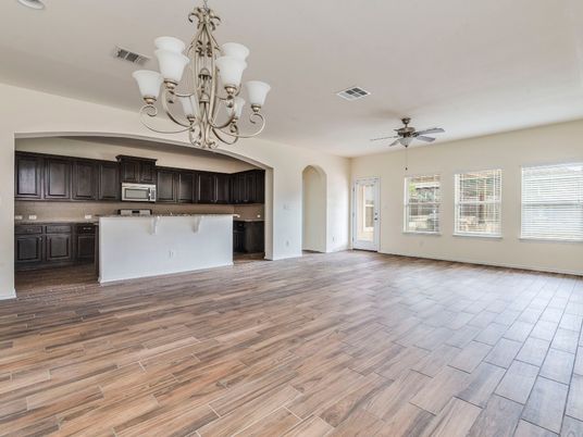 Chandelier, Empty room, Interior, Kitchen, Wood Texture Flooring