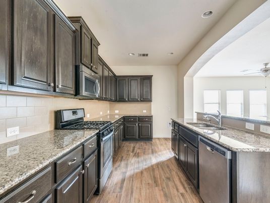 Interior, Kitchen, Recessed Lighting, Wood Texture Flooring