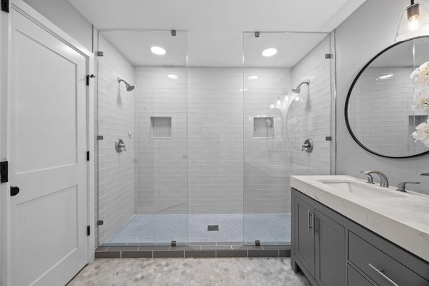 Bathroom, Glass Shower, Interior, Recessed Lighting