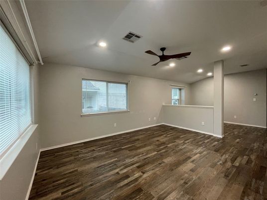 Empty room, Interior, Recessed Lighting, Wood Texture Flooring