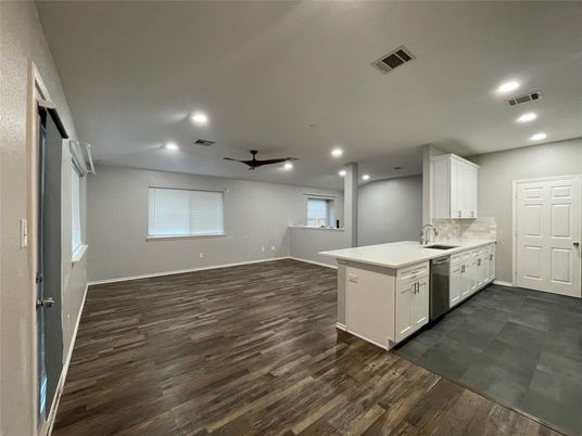 Interior, Kitchen, Recessed Lighting, Wood Texture Flooring