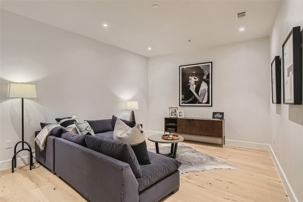 Interior, Living room, Recessed Lighting, Wood Texture Flooring