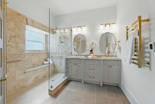 Bathroom, Dual Sink Vanities, Glass Shower, Interior