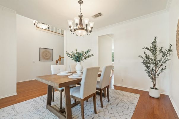 Chandelier, Dining room, Interior, Wood Texture Flooring