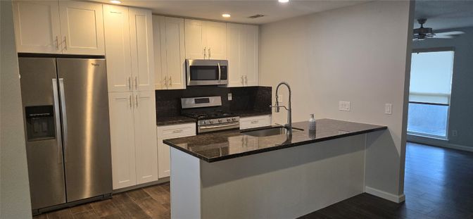 Interior, Kitchen, Recessed Lighting, Wood Texture Flooring
