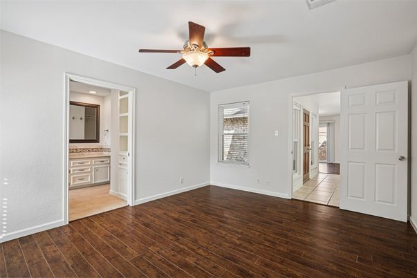 Bathroom, Empty room, Interior, Recessed Lighting, Wood Texture Flooring