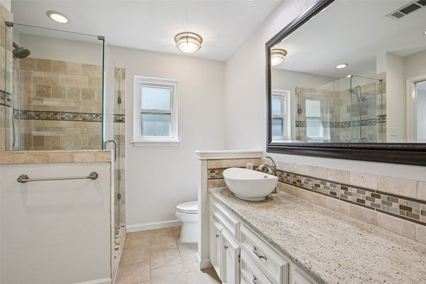 Bathroom, Glass Shower, Interior, Recessed Lighting