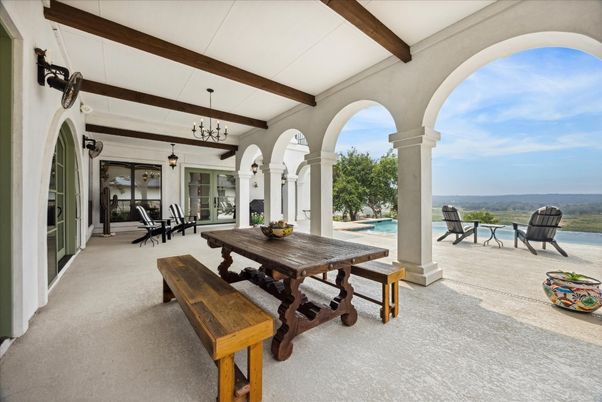 Dining room, Exterior, Water, Wooden Beams