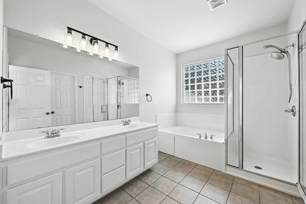Bathroom, Dual Sink Vanities, Glass Shower, Interior