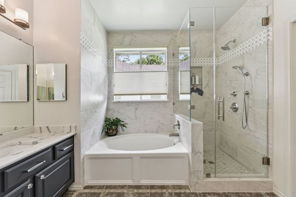 Bathroom, Glass Shower, Interior, Marble Walls