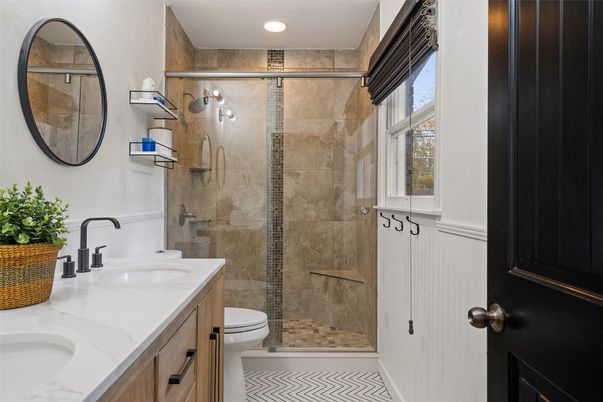 Bathroom, Glass Shower, Interior, Recessed Lighting