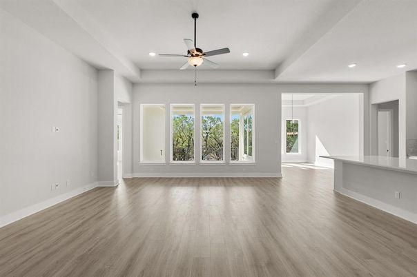 Empty room, Interior, Recessed Lighting, Wood Texture Flooring