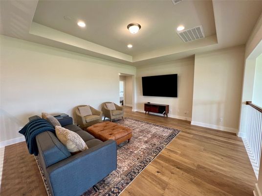 Interior, Living room, Recessed Lighting, Wood Texture Flooring