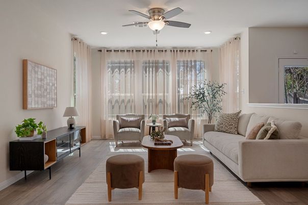 Interior, Living room, Recessed Lighting, Wood Texture Flooring