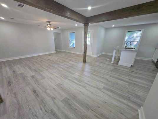 Empty room, Interior, Recessed Lighting, Wood Texture Flooring