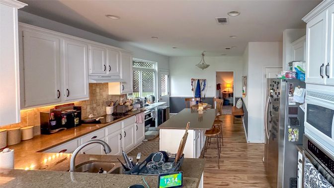 Interior, Kitchen, Recessed Lighting, Wood Texture Flooring