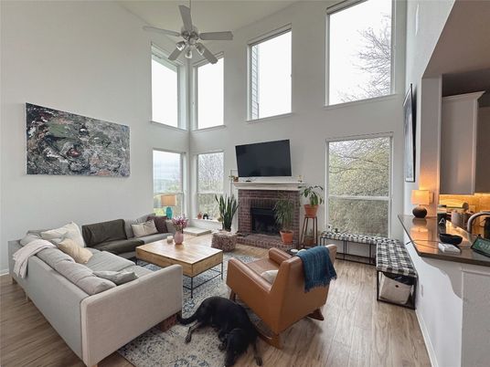 Fireplace, Interior, Living room, Wood Texture Flooring