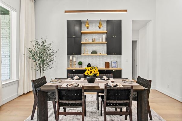 Dining room, Interior, Wood Texture Flooring
