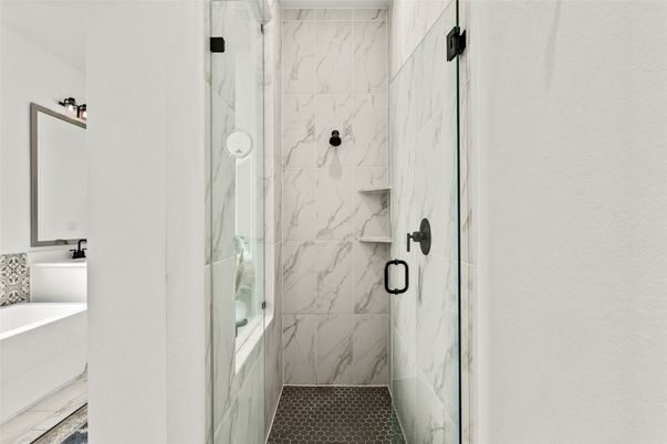 Bathroom, Glass Shower, Interior, Marble Walls