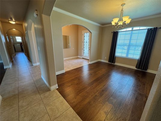 Chandelier, Empty room, Interior, Wood Texture Flooring