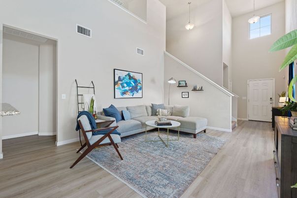 Interior, Living room, Pendant Lights, Wood Texture Flooring