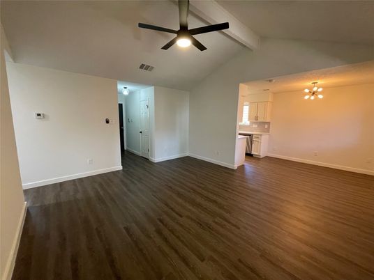 Empty room, Interior, Pendant Lights, Wood Texture Flooring