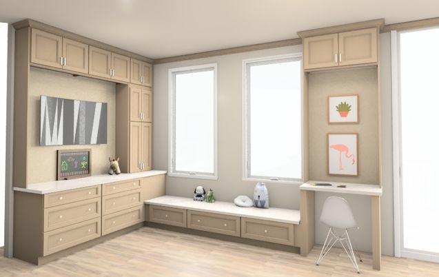 Home Office, Interior, Recessed Lighting, Wood Texture Flooring