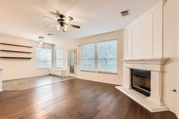 Empty room, Fireplace, Interior, Wood Texture Flooring