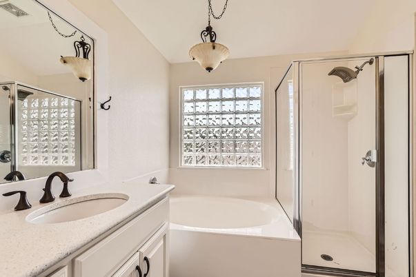 Bathroom, Glass Shower, Interior, Pendant Lights