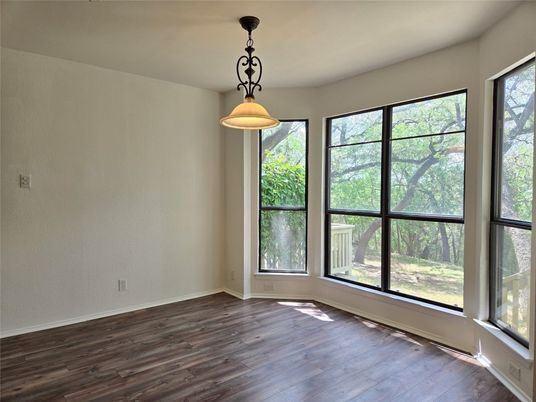 Empty room, Interior, Pendant Lights, Wood Texture Flooring