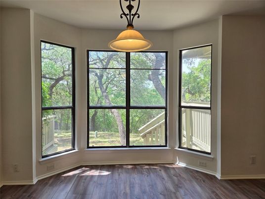 Empty room, Interior, Pendant Lights, Wood Texture Flooring