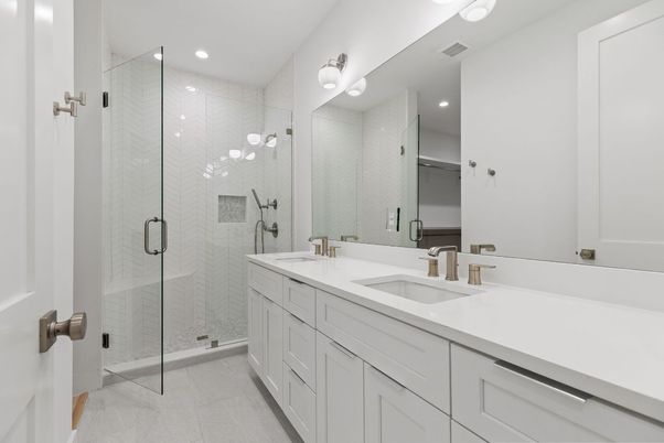 Bathroom, Dual Sink Vanities, Glass Shower, Interior, Recessed Lighting