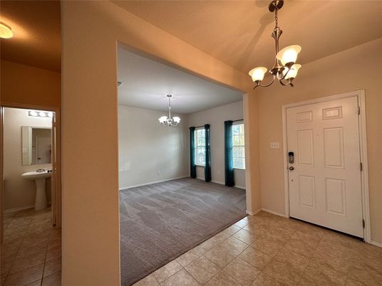 Bathroom, Chandelier, Empty room, Interior, Pendant Lights