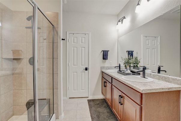 Bathroom, Dual Sink Vanities, Glass Shower, Interior
