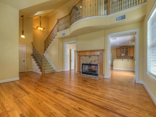 Fireplace, Interior, Pendant Lights, Recessed Lighting, Wood Texture Flooring