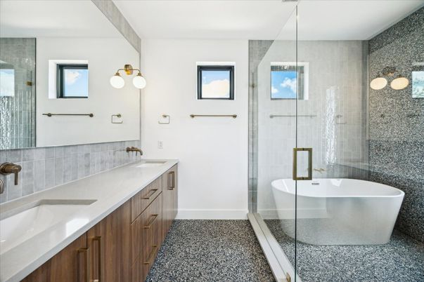 Bathroom, Dual Sink Vanities, Free Standing Baths, Glass Shower, Interior